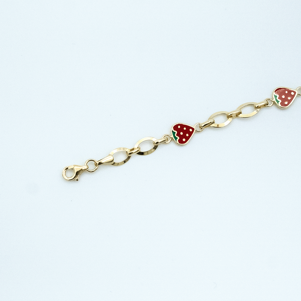 14 Ayar Çilek Detaylı Altın Bileklik