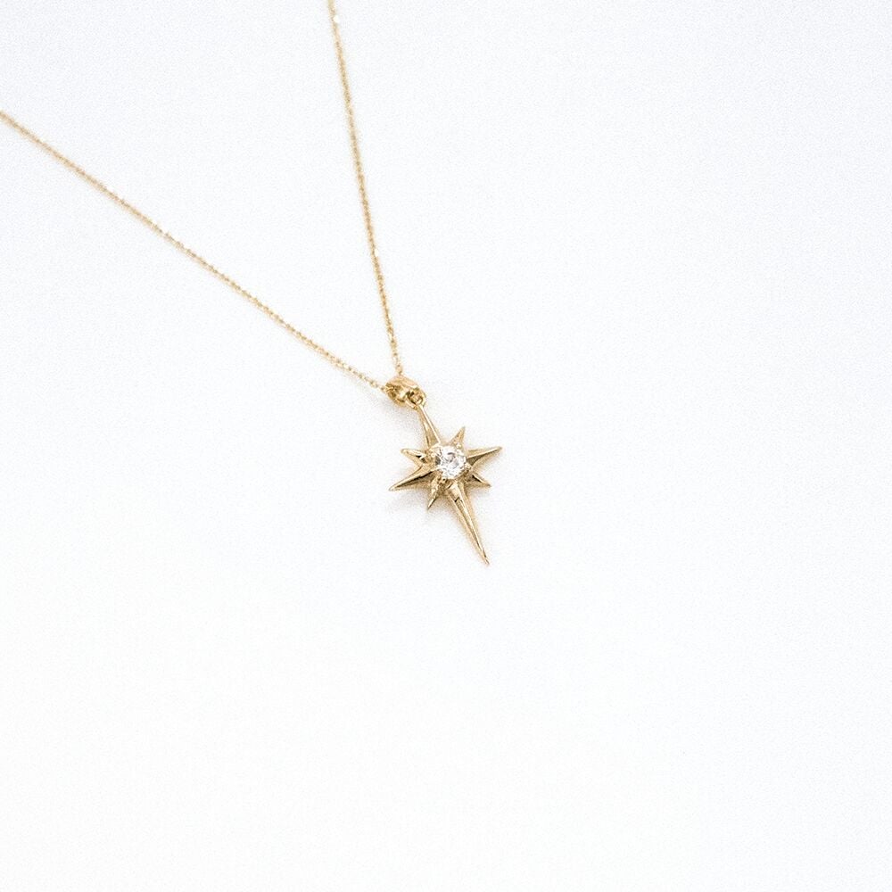 14 Ayar Taşlı Kuzey Yıldızı Altın Kolye