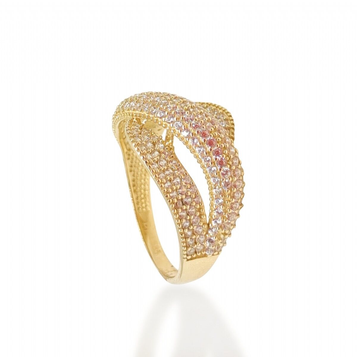 14 Ayar Taşlı Sarmal Trend Altın Yüzük