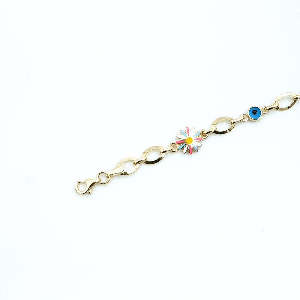 14 Ayar Çiçek Detaylı Altın Bileklik