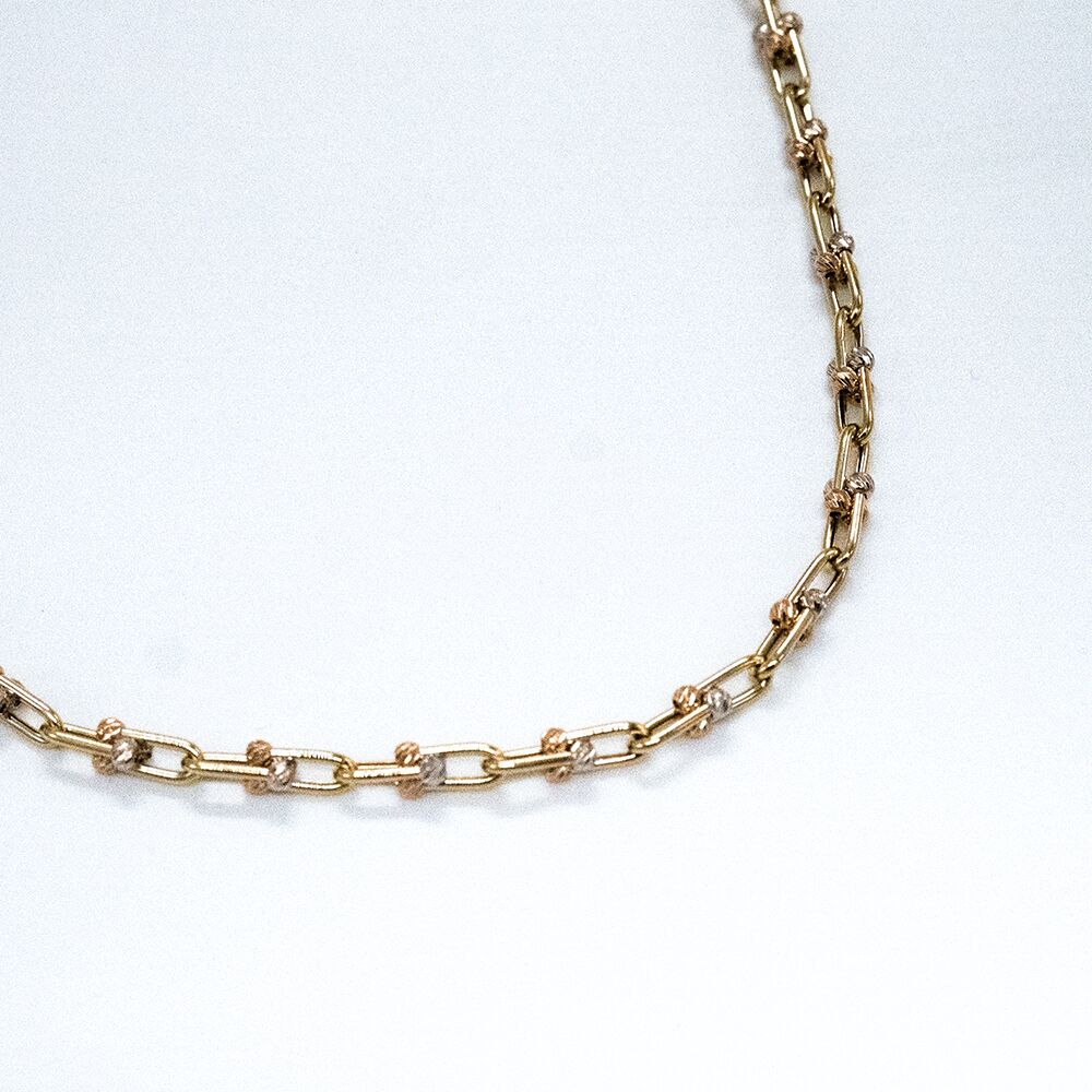 14 Ayar Renkli Dorika Toplu Ataç Altın Kolye