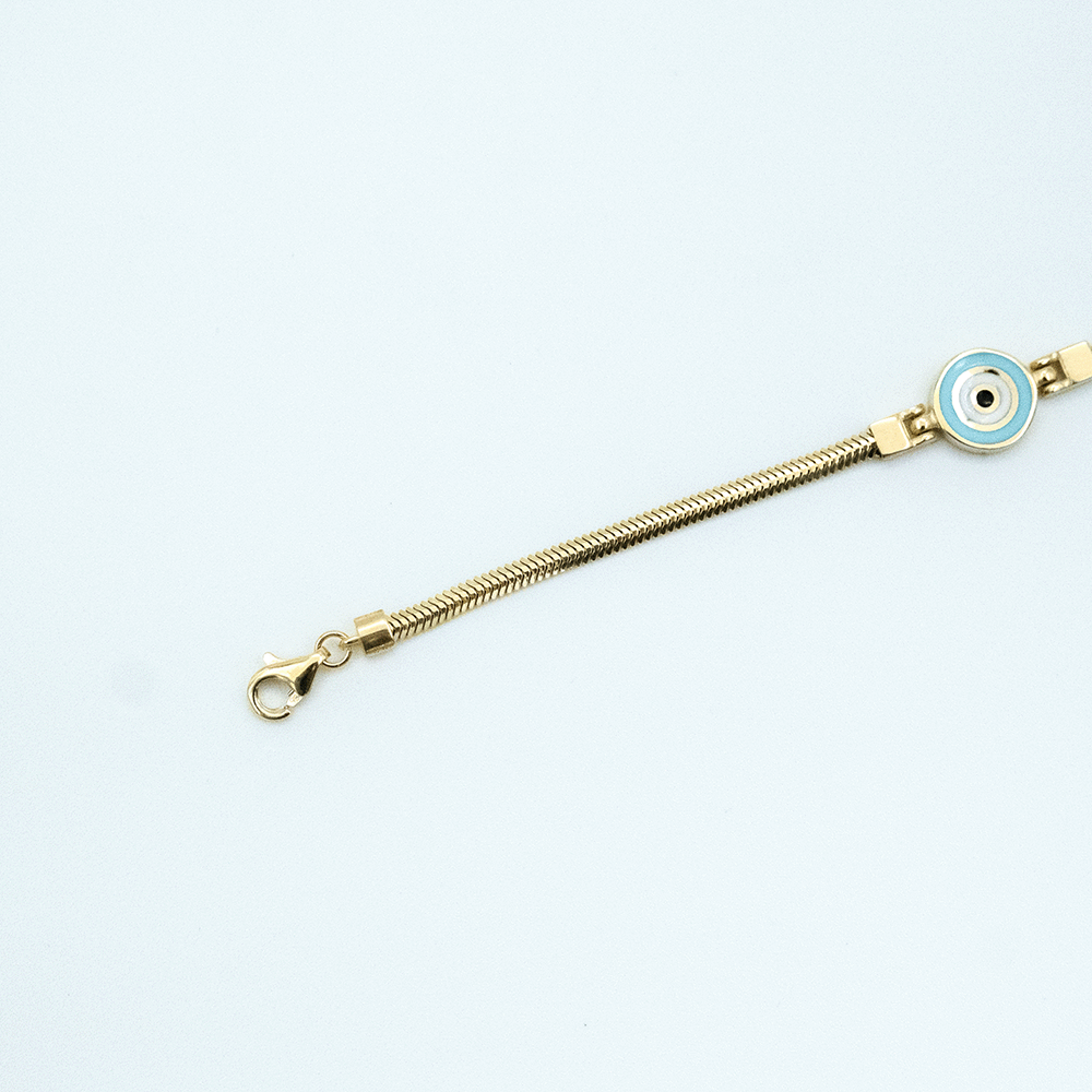 14 Ayar Renkli Mine Detaylı Balık Sırtı Altın Bileklik