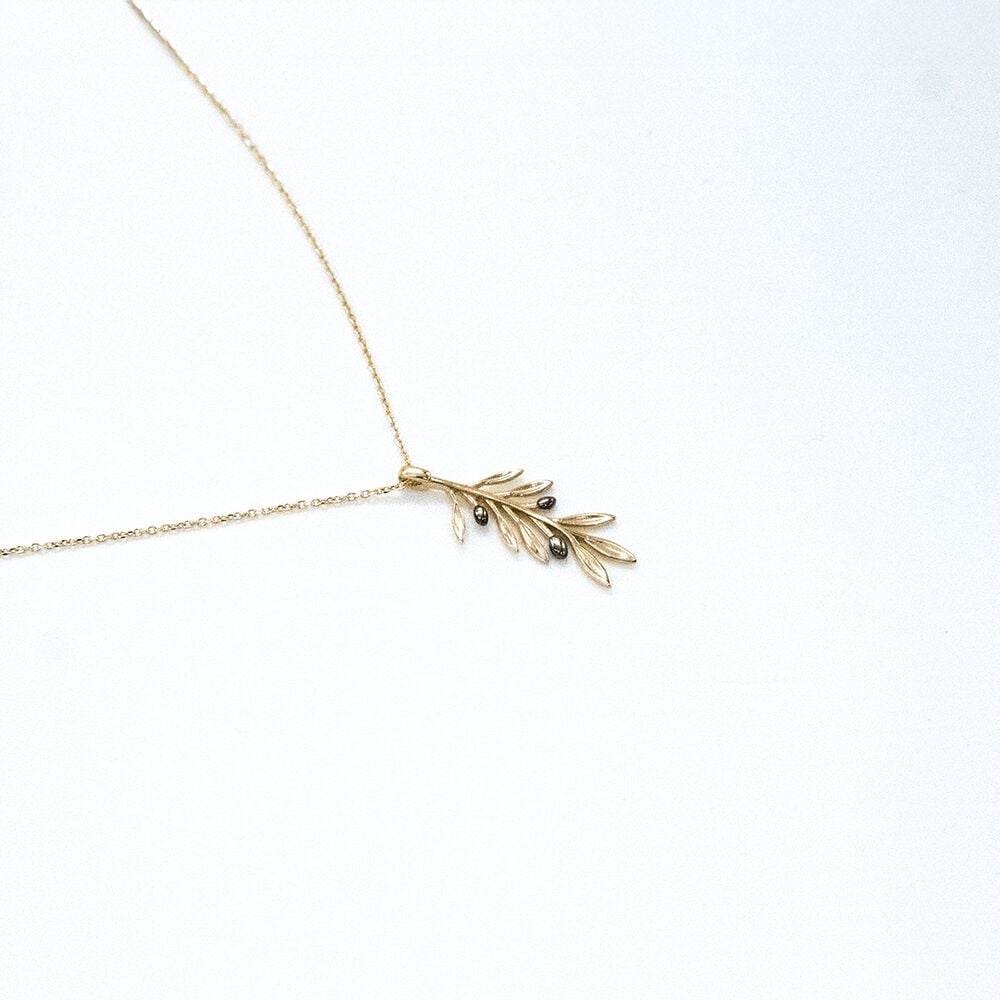 14 Ayar Zeytin Dalı Altın Kolye