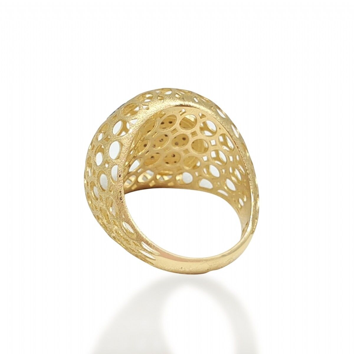 14 Ayar Yuvarlak Desenli Taşlı Altın Yüzük