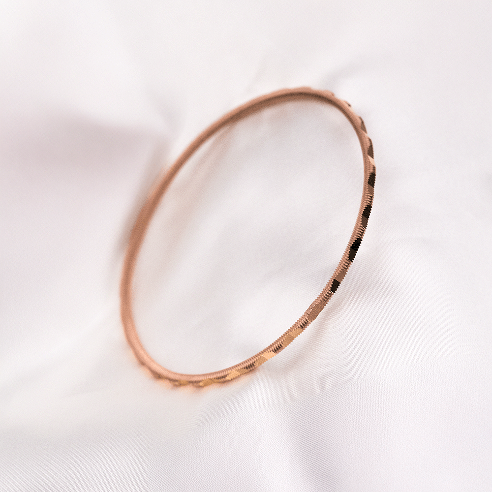 22 Ayar Oval Desenli Çizgili Ajda Rose Altın Bilezik
