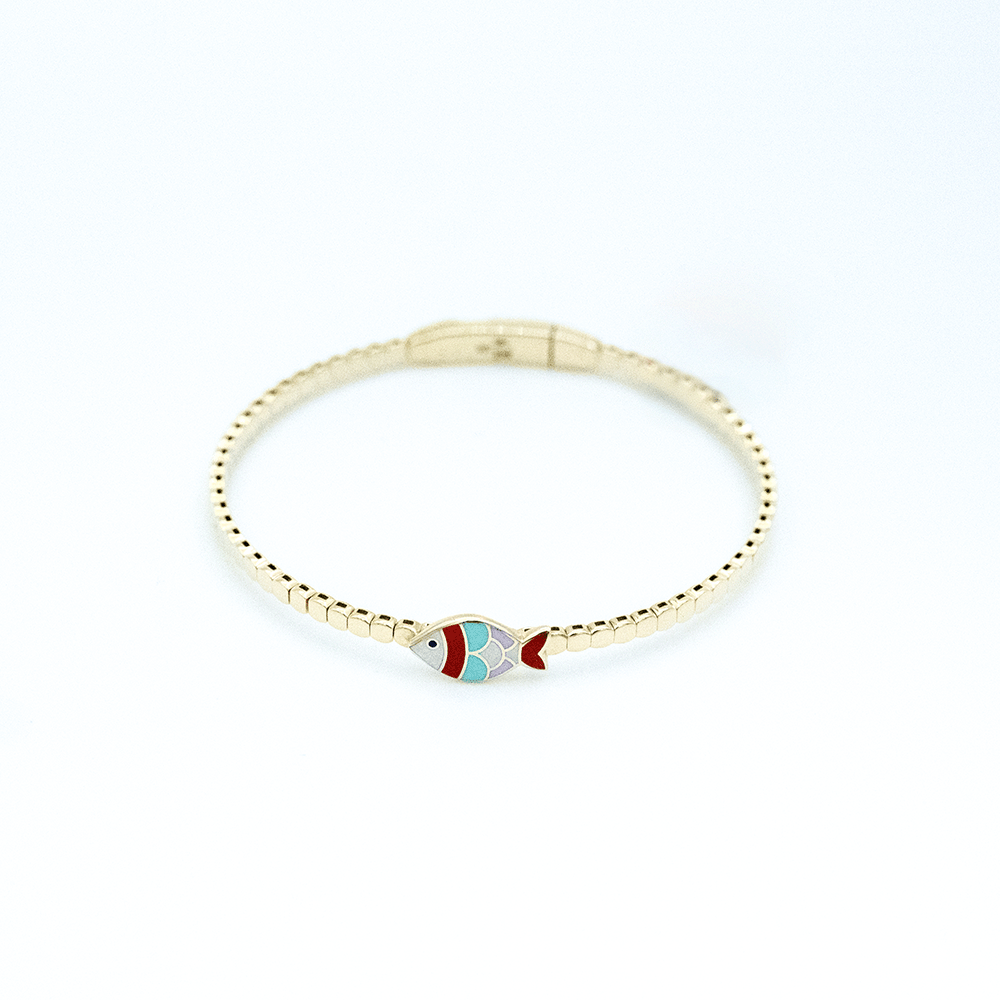 14 Ayar Balık Detaylı Kelepçe Altın Bileklik