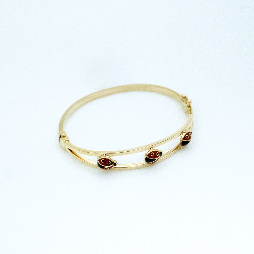 14 Ayar Uğur Böcekli Kelepçe Altın Bileklik