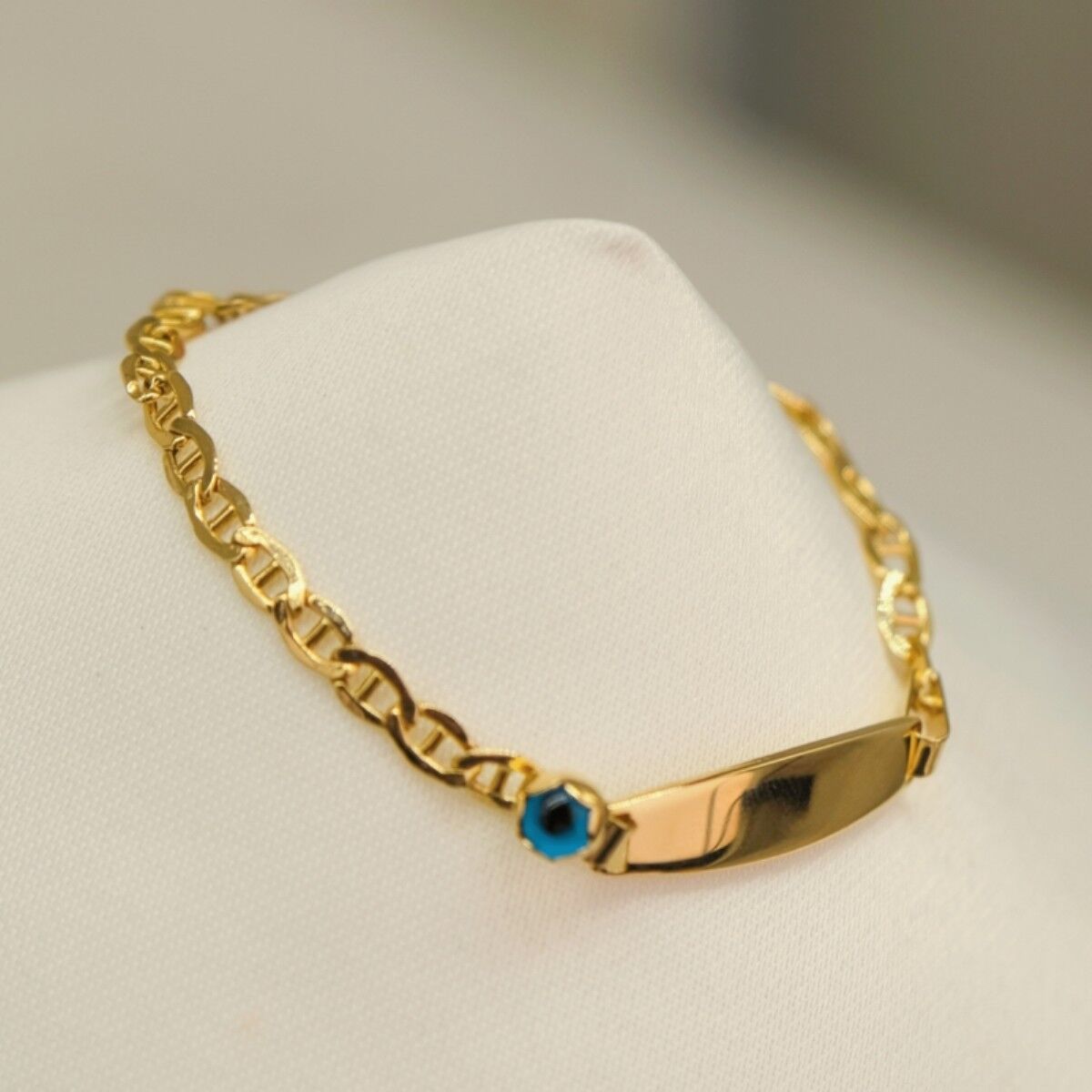 14 Ayar Nazar Boncuklu Zincir Altın Künye