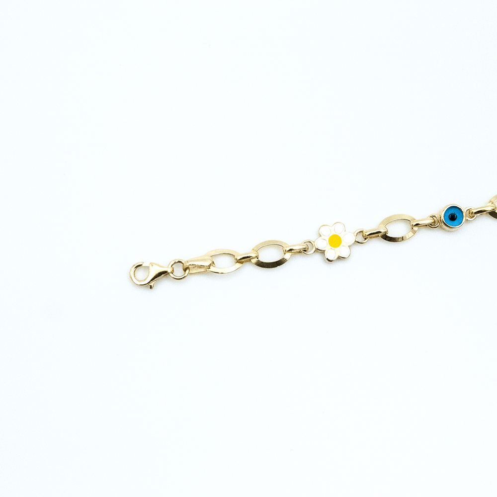 14 Ayar Papatya ve Nazar Boncuklu Altın Bileklik