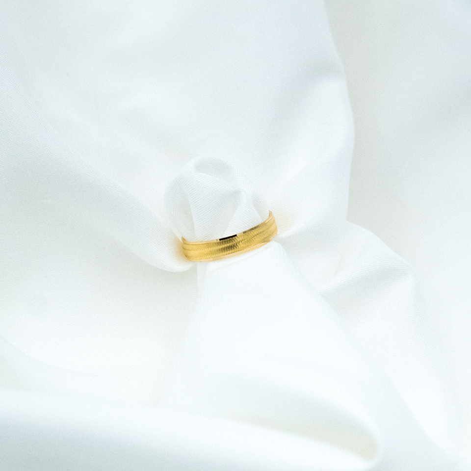 22 Ayar Hasır Model Şeritli Altın Yüzük