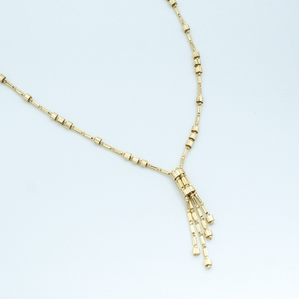 14 Ayar Sıralı Detaylı Altın Kolye