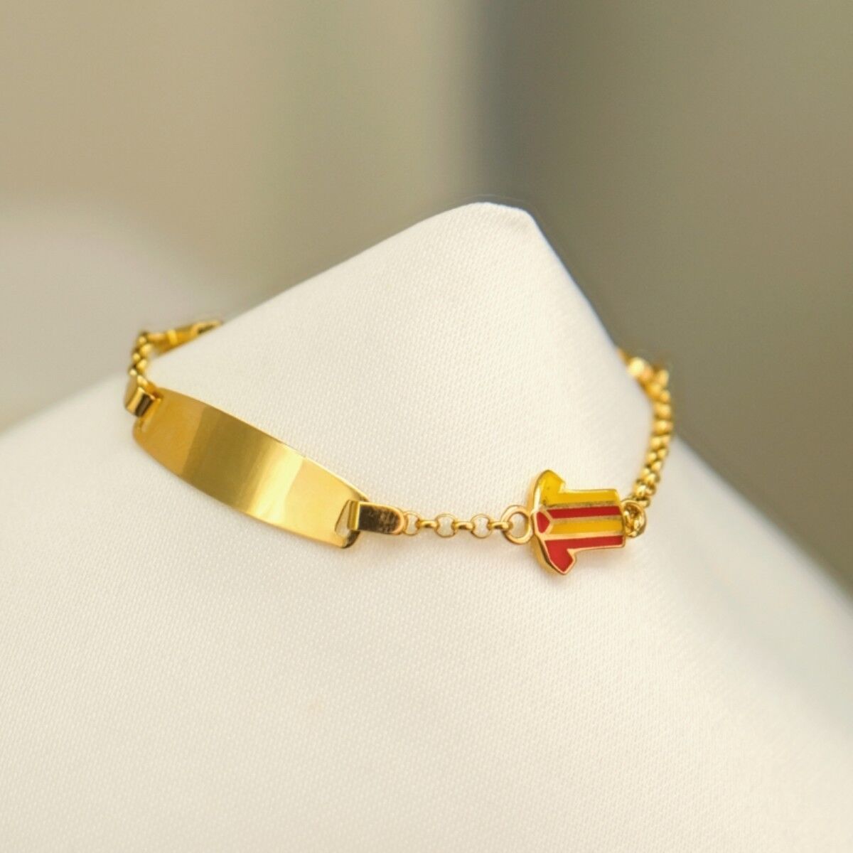 14 Ayar Sarı Kırmızı Formalı Altın Künye