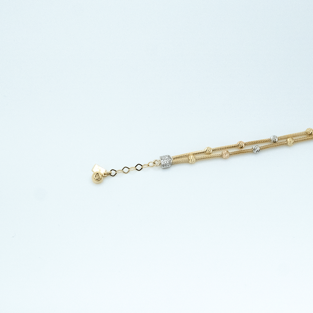 14 Ayar Renkli Top Altın Bileklik