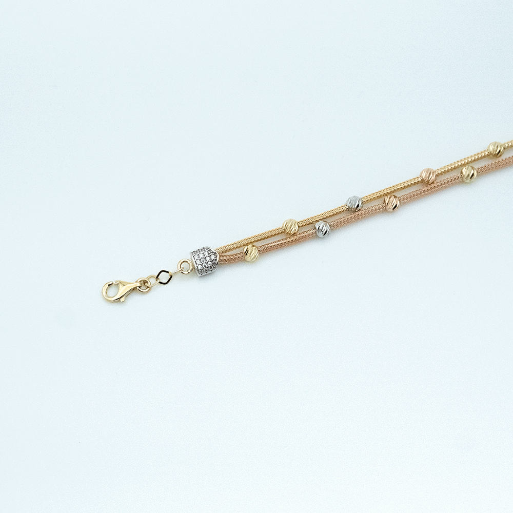 14 Ayar Renkli Sıralı Altın Bileklik