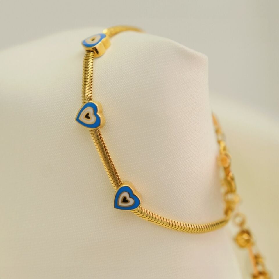 14 Ayar 3 Kalpli Balık Sırtı Altın Çocuk Bilekliği