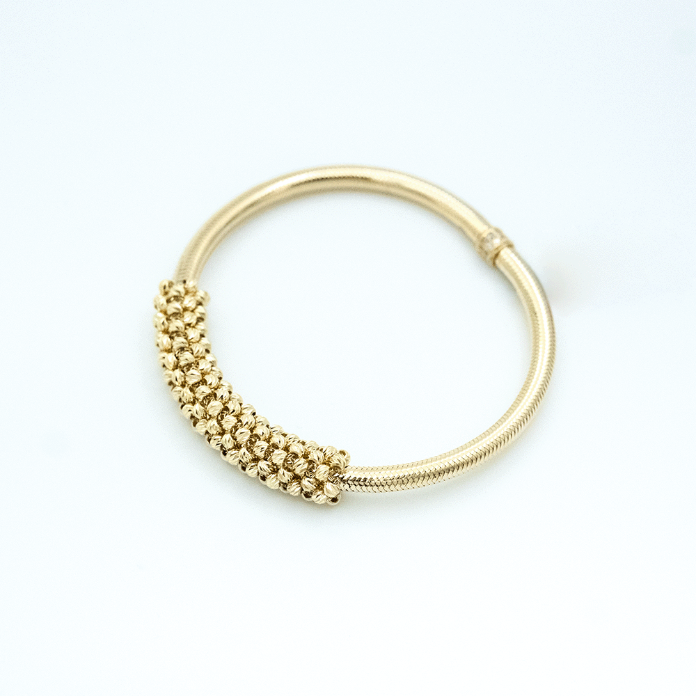14 Ayar Parıltılı Toplu Örgülü Altın Bileklik