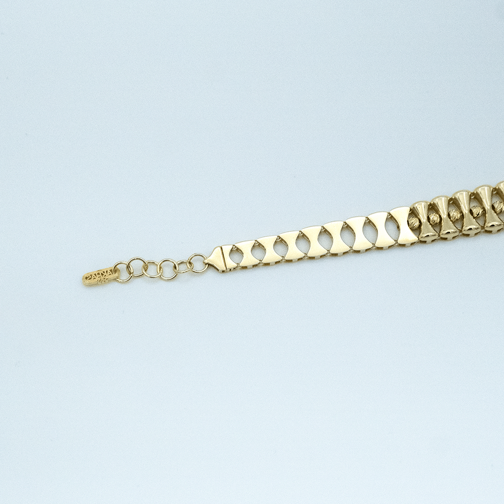 14 Ayar Sıralı Kemik Detaylı Altın Bileklik