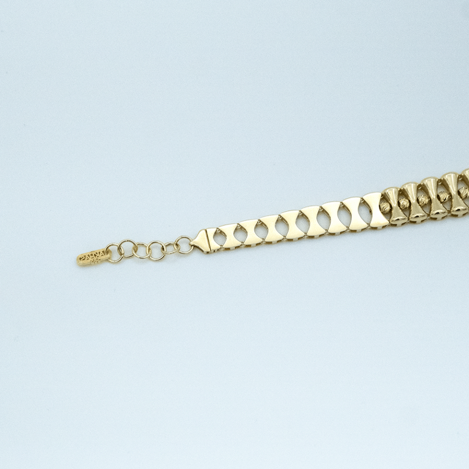 14 Ayar Sıralı Kemik Detaylı Altın Bileklik