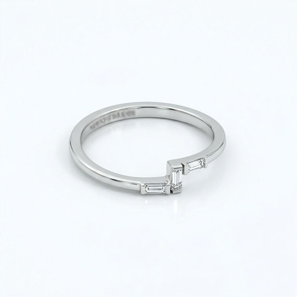 14 Ayar Baget Detaylı Kesim Pırlanta Yüzük