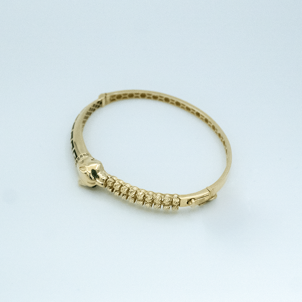 14 Ayar Desenli Puma Kelepçe Altın Bileklik