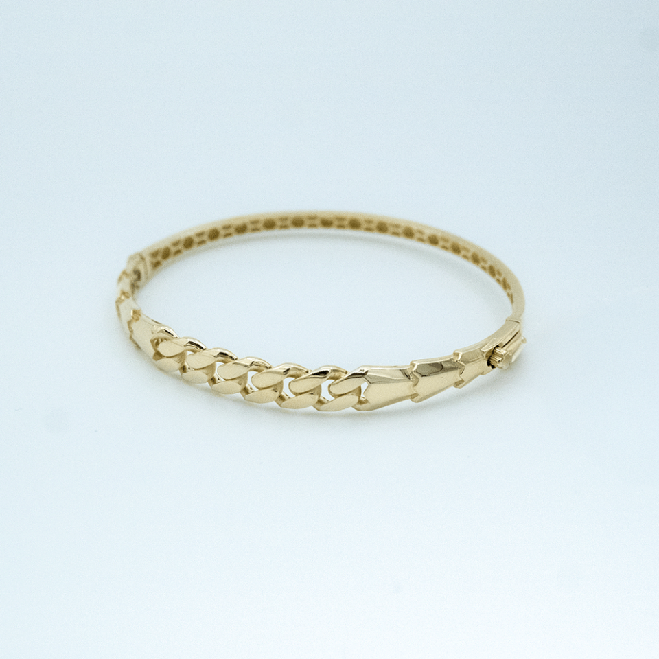 14 Ayar Zincirli Detaylı Kelepçe Altın Bileklik