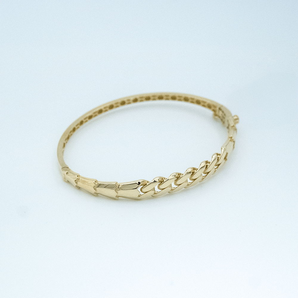 14 Ayar Zincirli Detaylı Kelepçe Altın Bileklik