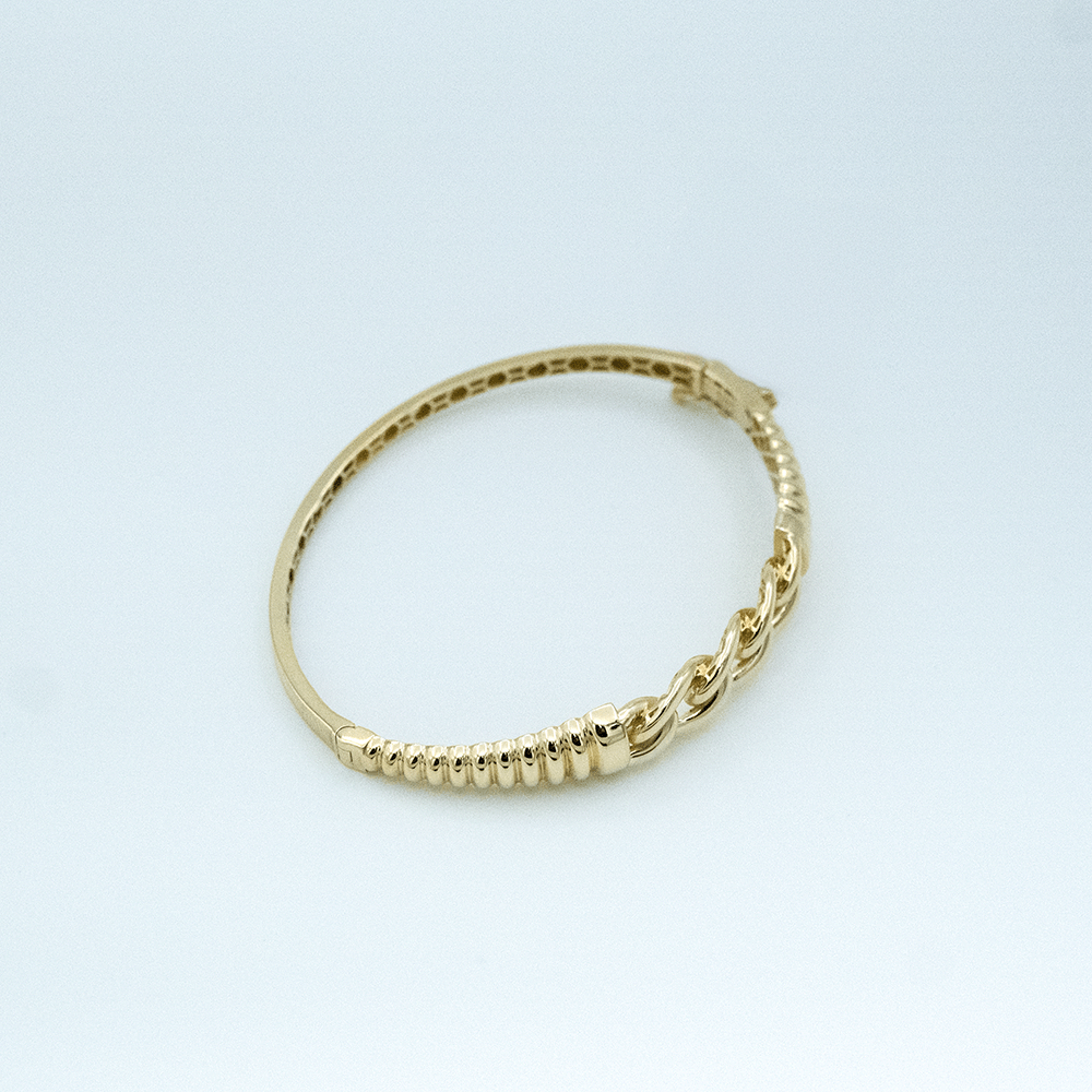 14 Ayar Parıltılı Zincir Kelepçe Altın Bileklik