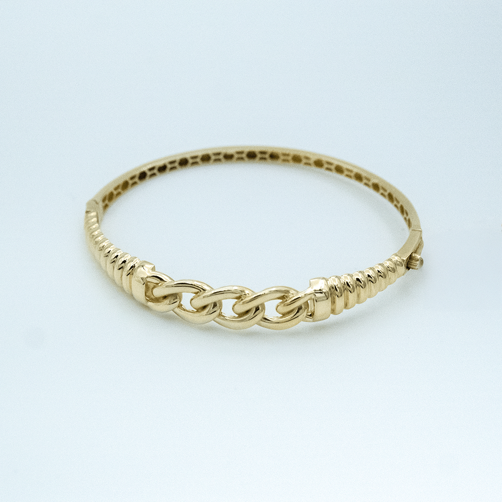 14 Ayar Parıltılı Zincir Kelepçe Altın Bileklik