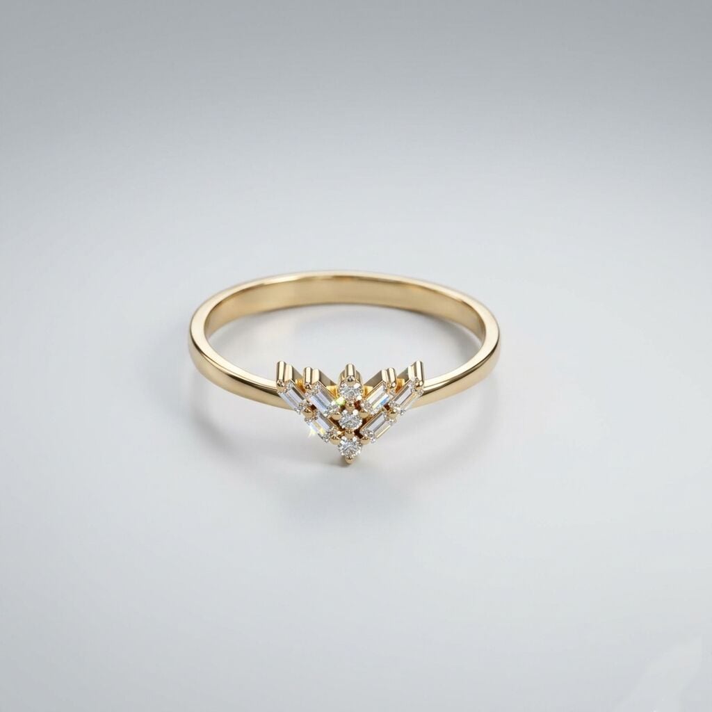 14 Ayar Taşlı Baget Pırlanta Yüzük