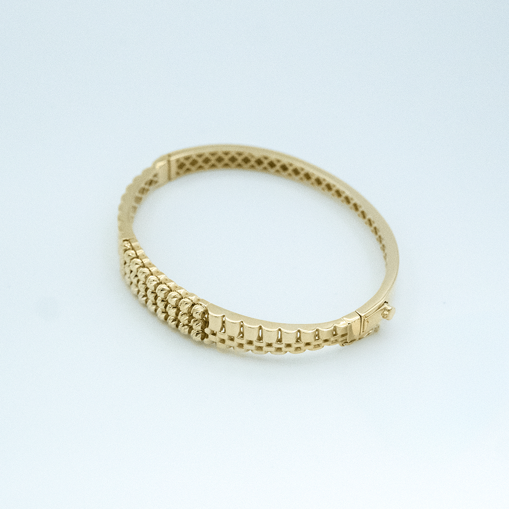 14 Ayar Dorikalı Detaylı Kelepçe Altın Bileklik