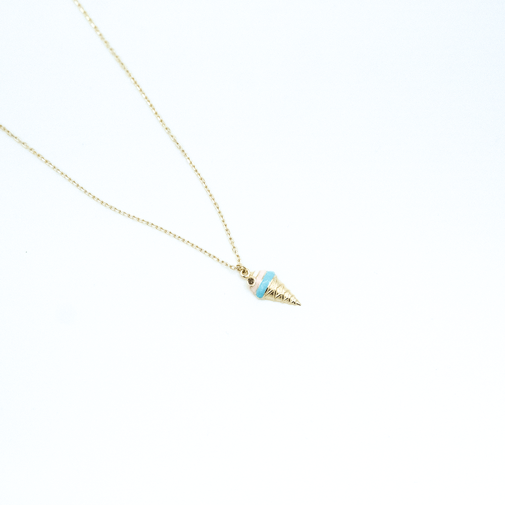 14 Ayar Külah Dondurma Detaylı Altın Kolye