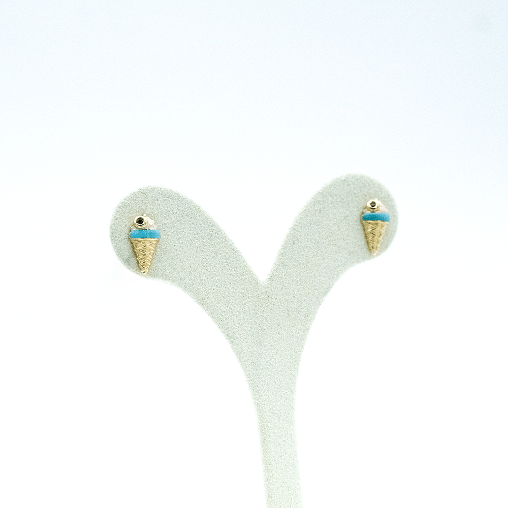 14 Ayar Külah Dondurma Detaylı Altın Küpe