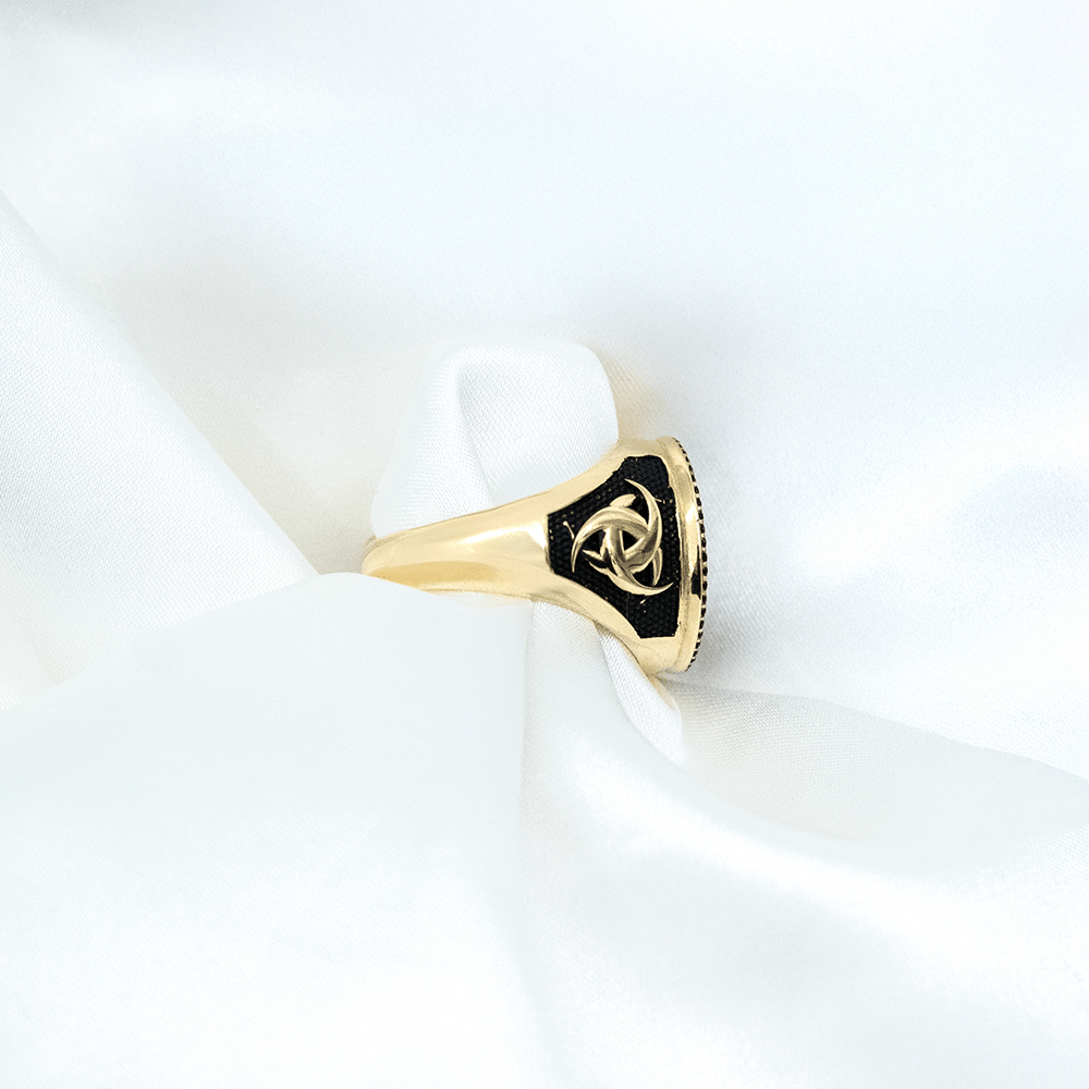 14 Ayar Türk Bayrağı Detaylı Erkek Altın Yüzük