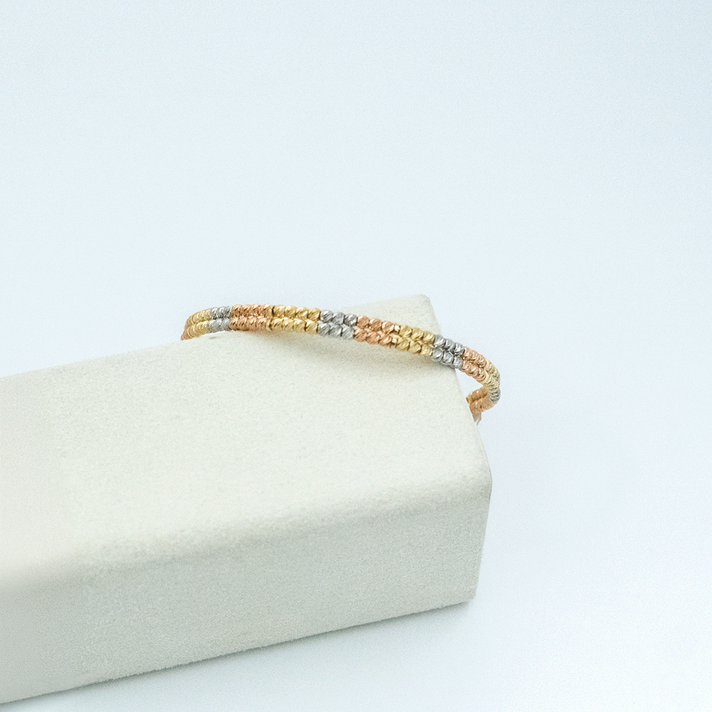 14 Ayar Renkli Toplu Sıralı Kelepçe Altın Bileklik