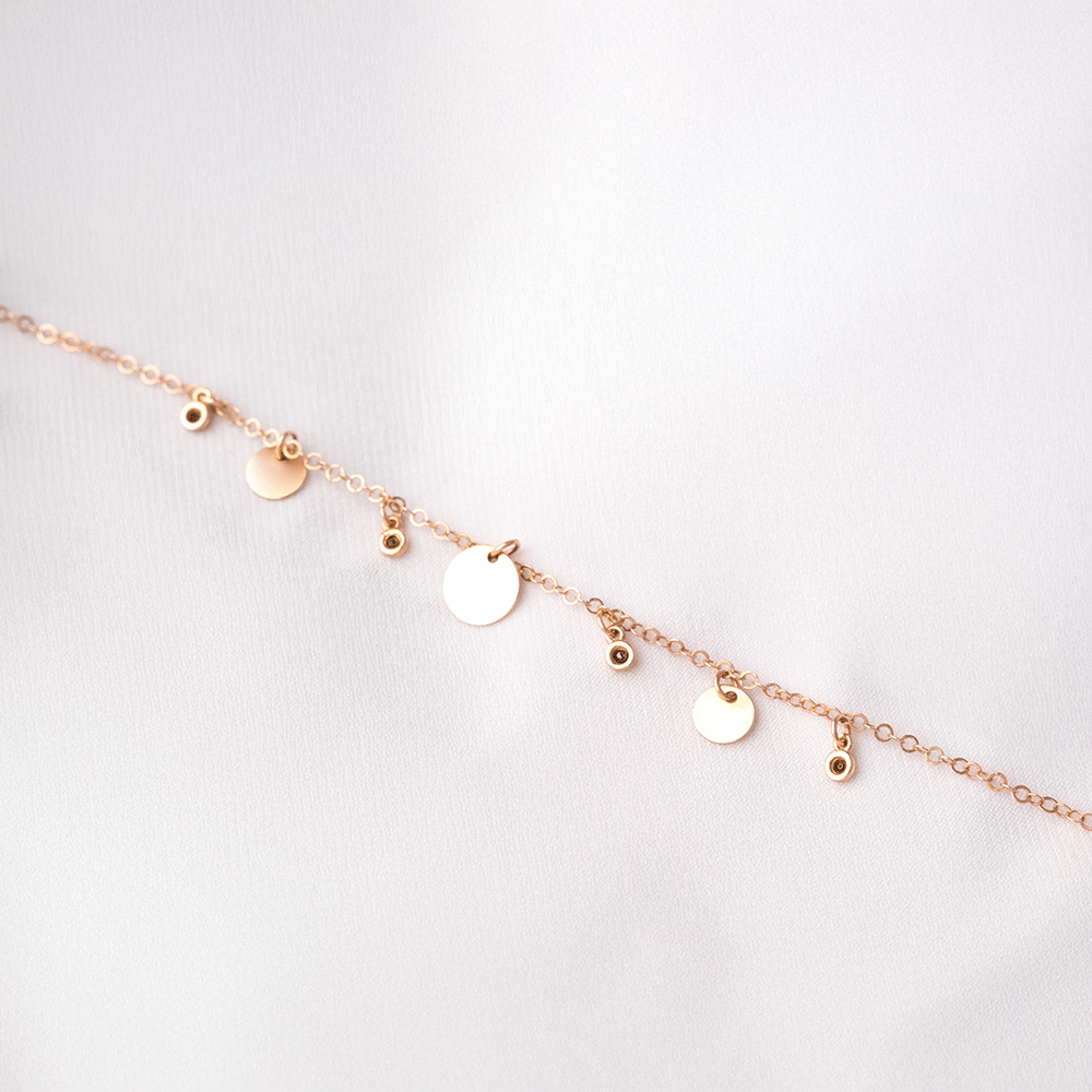 14 Ayar Daire Detaylı Altın Zincir Bileklik