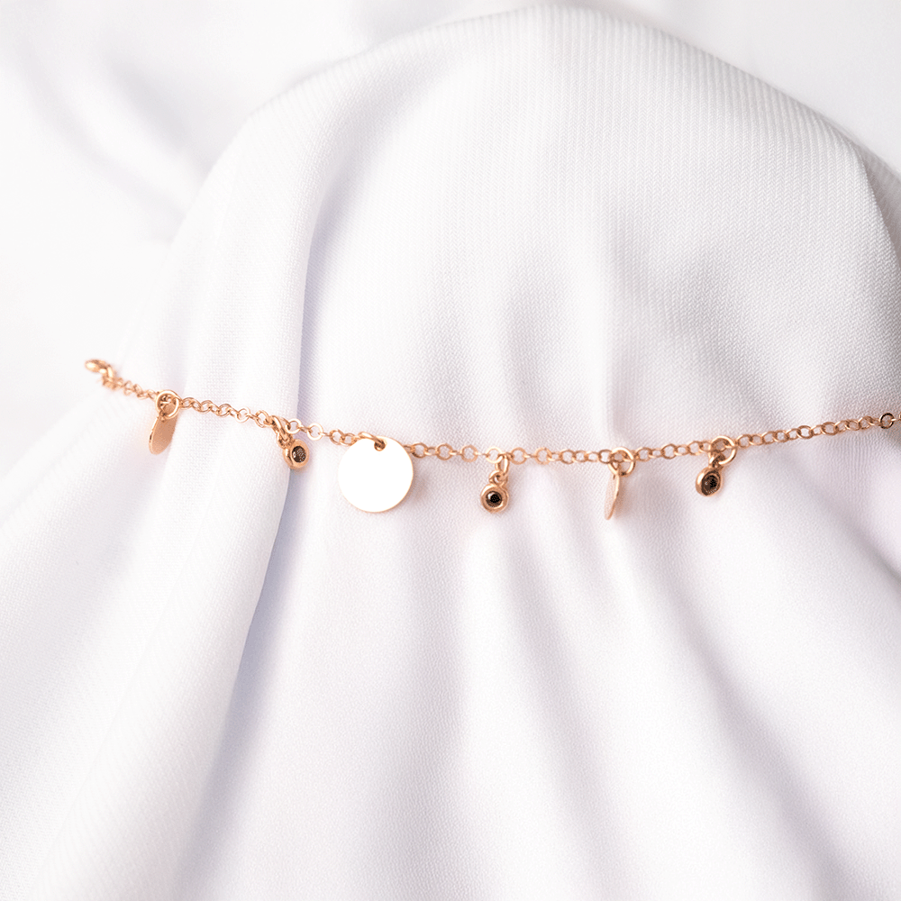 14 Ayar Daire Detaylı Altın Zincir Bileklik