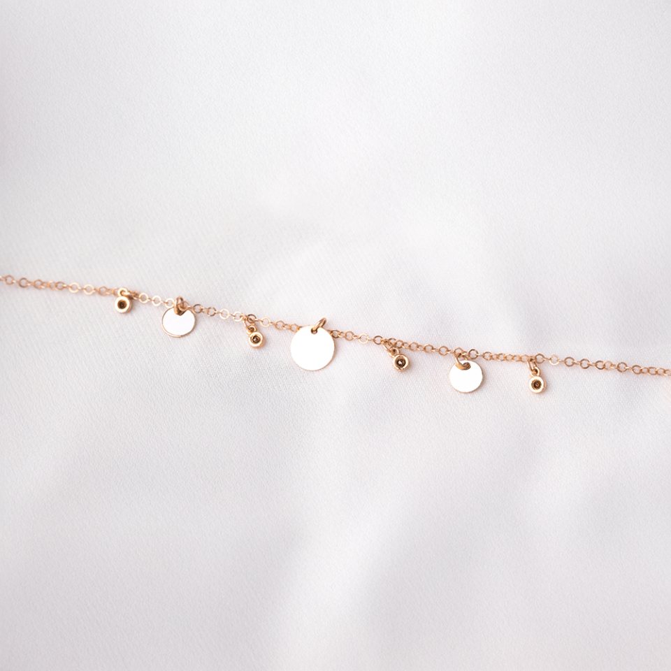 14 Ayar Daire Detaylı Altın Zincir Bileklik