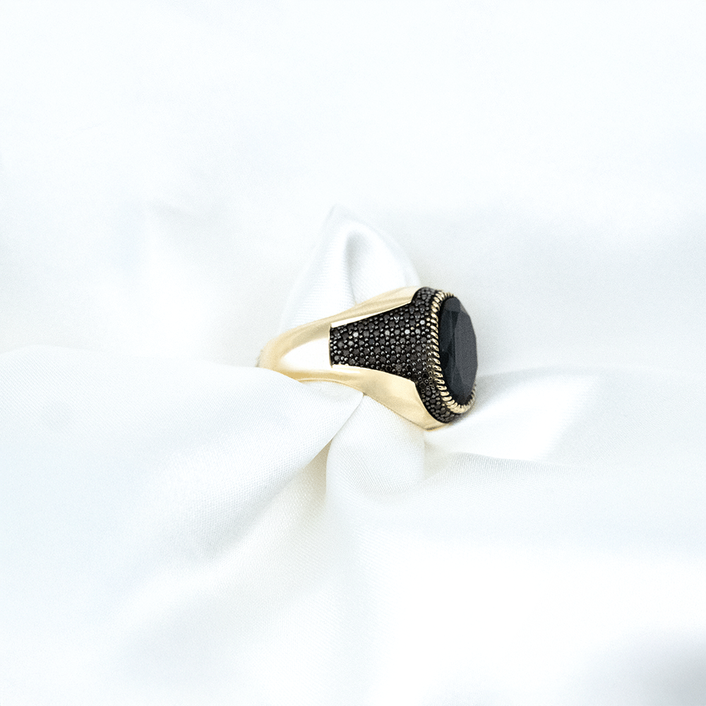 14 Ayar Siyah Erkek Altın Yüzük