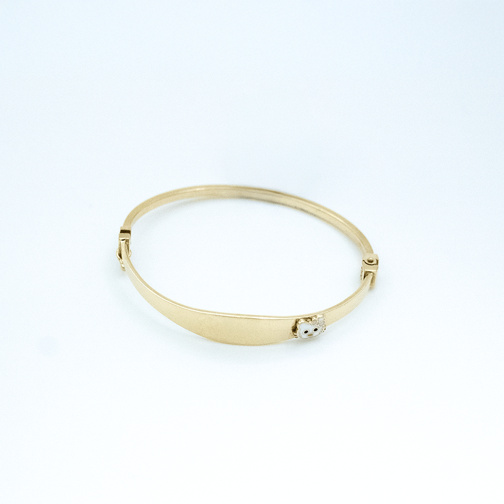 14 Ayar Beyaz Kedi Kelepçe Altın Bileklik