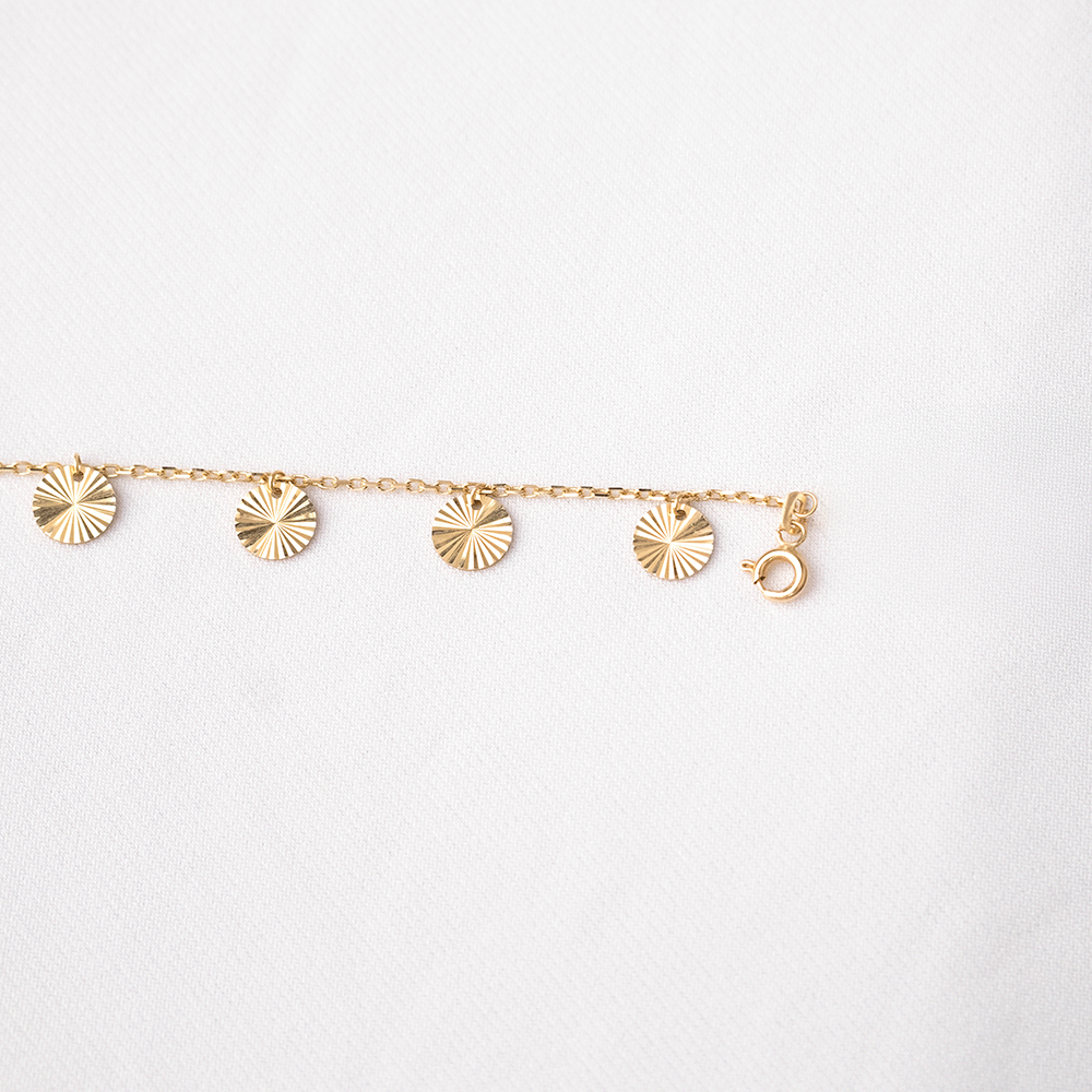 14 Ayar Parıltılı Daire Sıralı Altın Bileklik