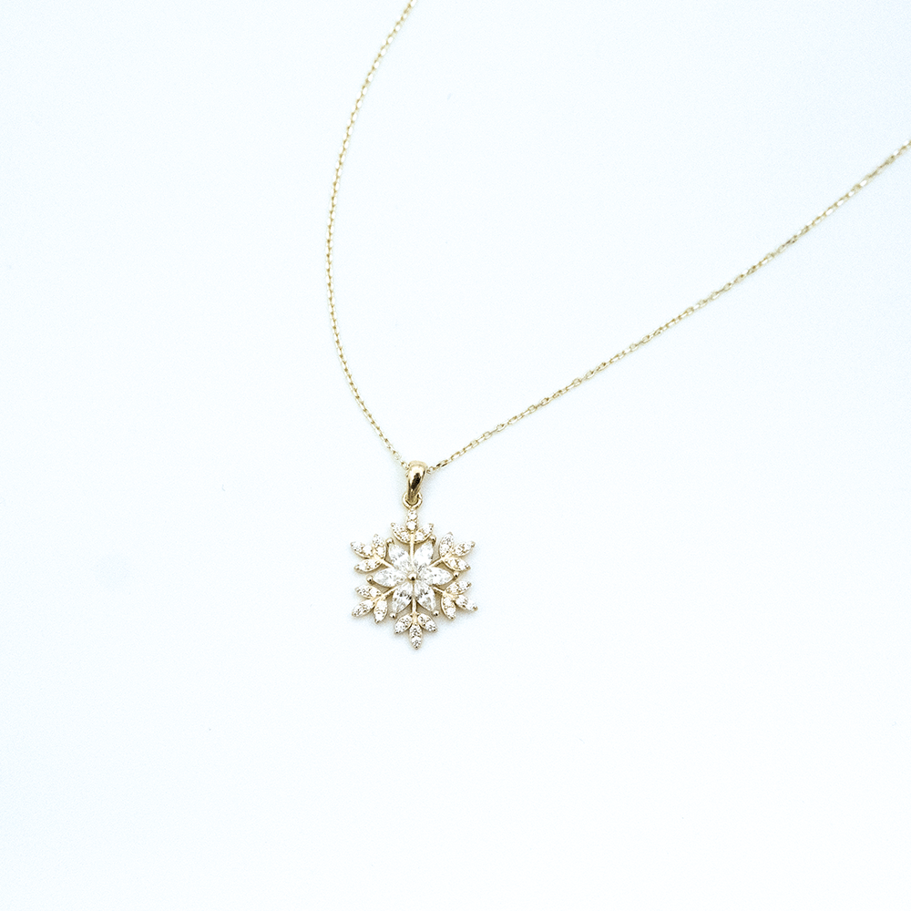 14 Ayar Kar Taneli Altın Kolye