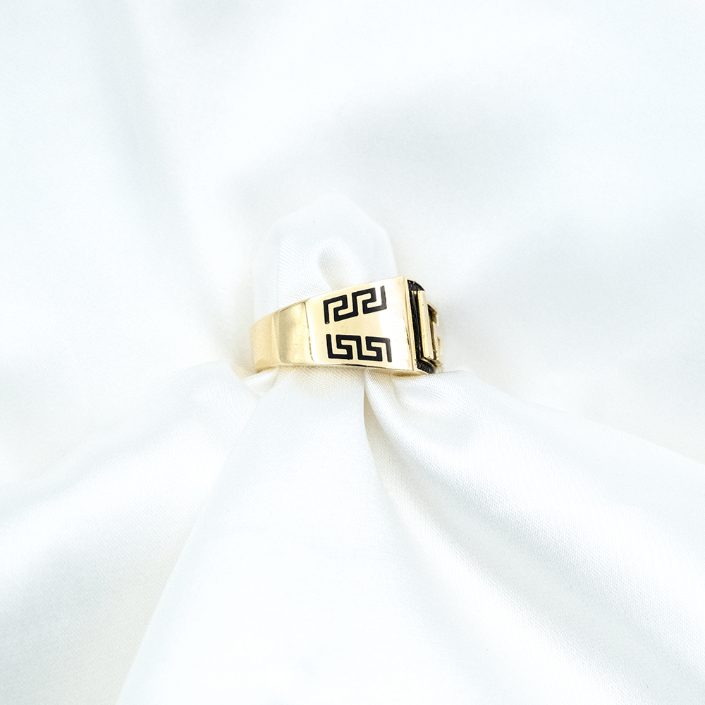 14 Ayar Desenli Erkek Altın Yüzük