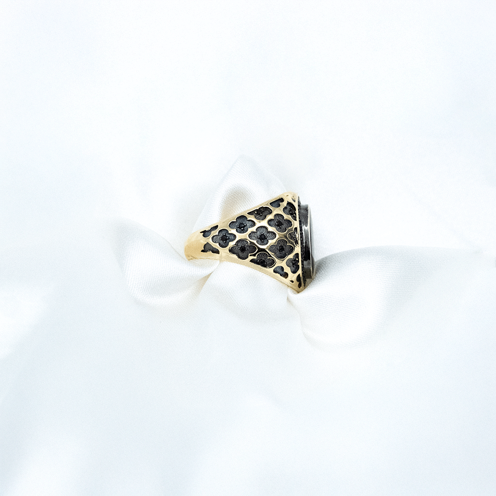 14 Ayar Oval Siyah Erkek Altın Yüzük