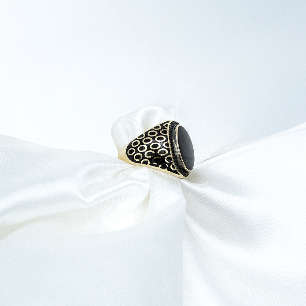 14 Ayar Oval Desenli Erkek Altın Yüzük