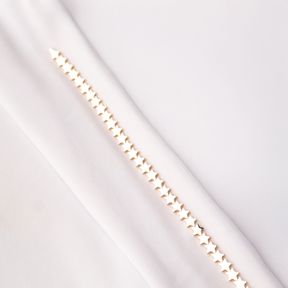 14 Ayar Yıldızlı Sıralı Altın Bileklik