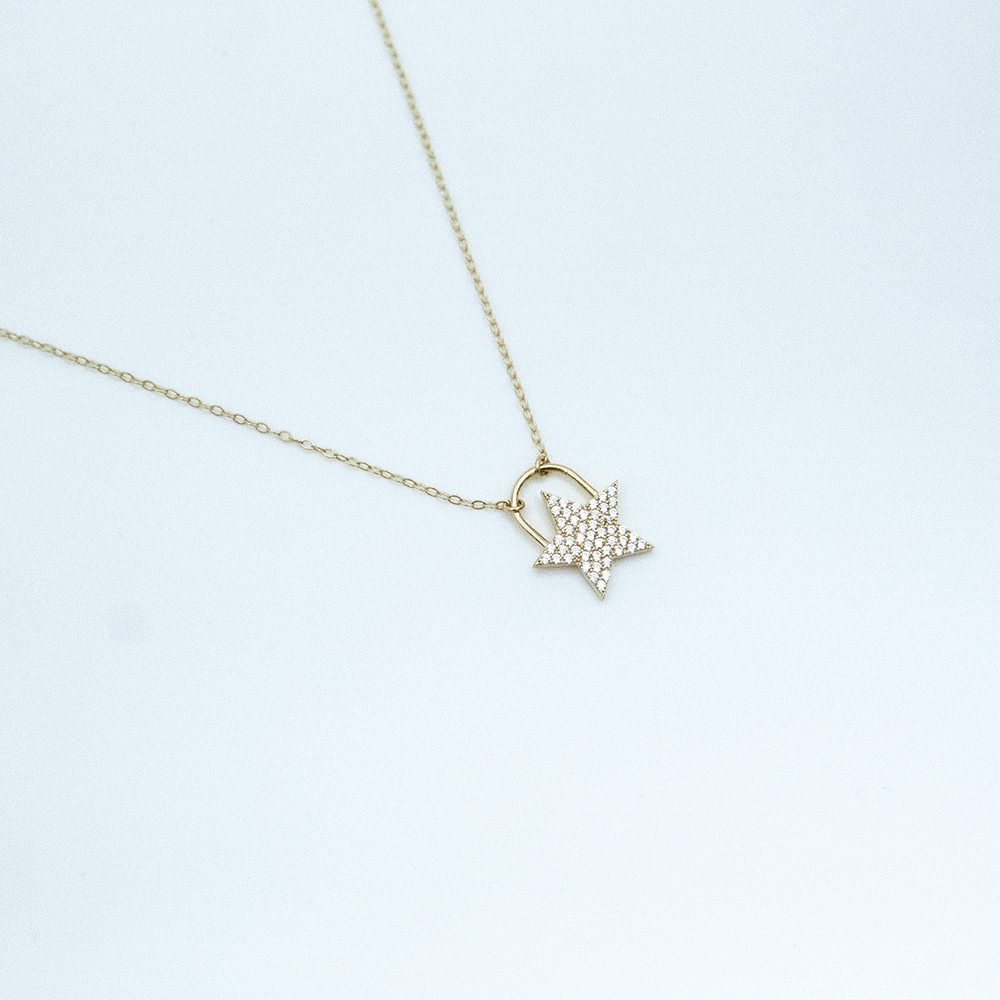 14 Ayar Taşlı Yıldız Altın Kolye