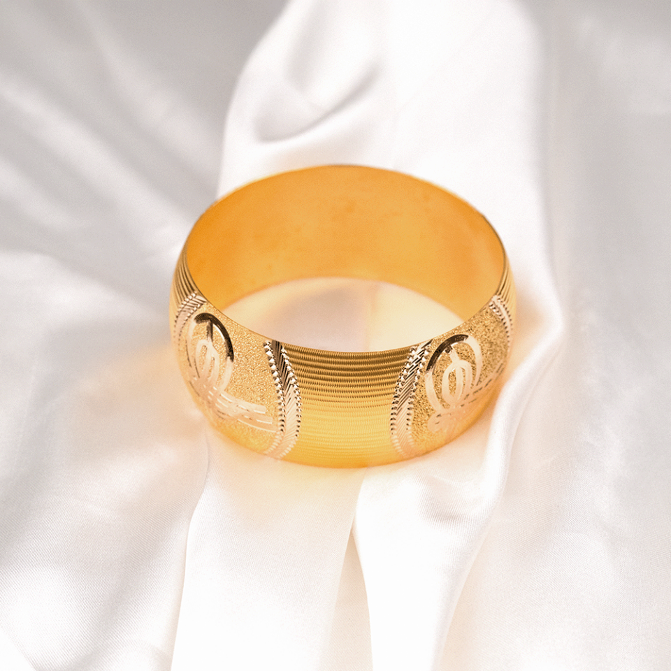 22 Ayar Kenarları Şeritli Ortadan Çizgili Gold Altın Bilezik 30 Gr
