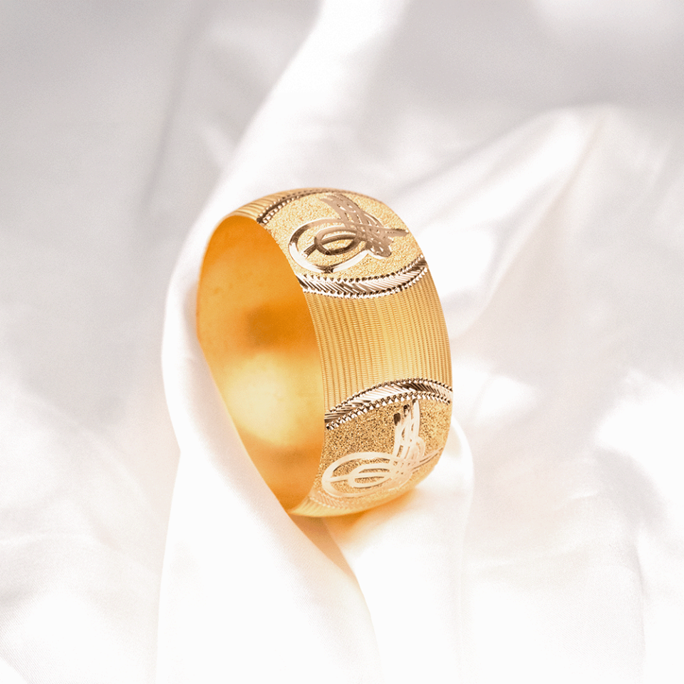 22 Ayar Kenarları Şeritli Ortadan Çizgili Gold Altın Bilezik 30 Gr