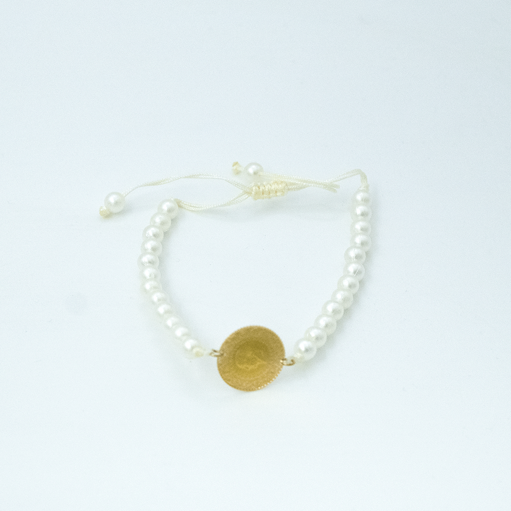 22 Ayar Beyaz İpli Bağlamalı Çeyrek Bileklik