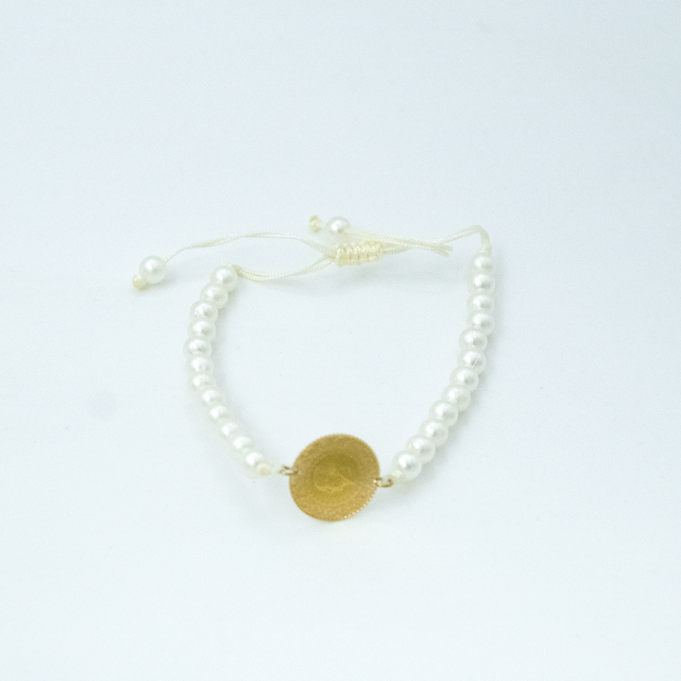 22 Ayar Beyaz İpli Bağlamalı Çeyrek Bileklik